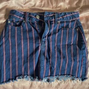 American eagle stripped mini jean skirt